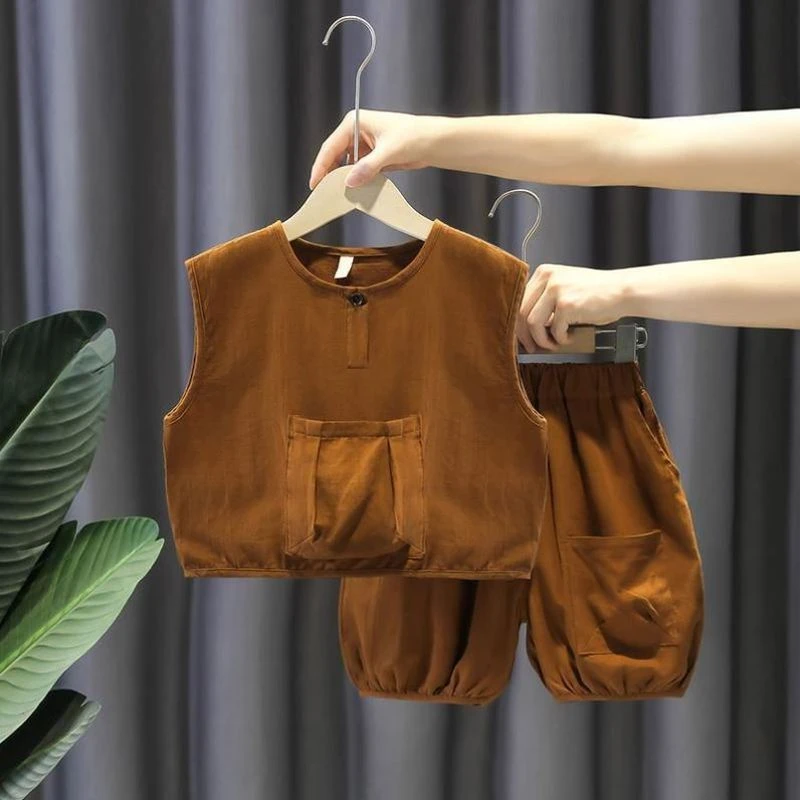 男童夏装套装2025新款帅气潮运动背心短裤子女宝宝无袖两件套