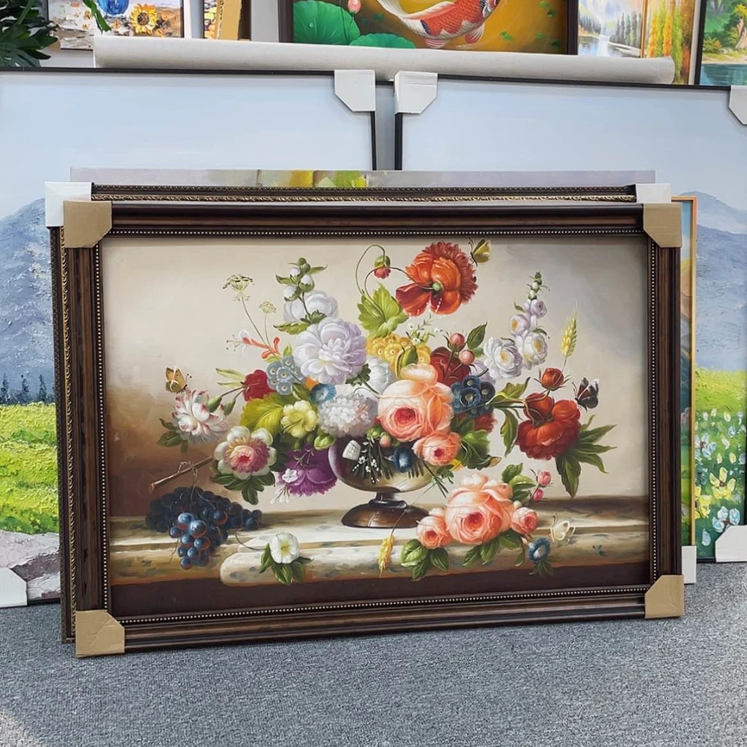 【闪购商品】油画高货古典花卉含框70×100手绘油画