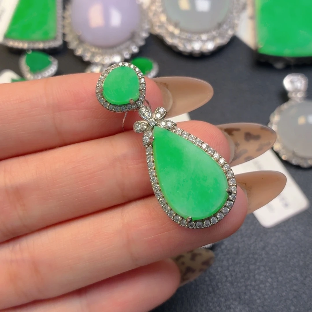 翡翠银S925镶嵌吊坠(不含链)