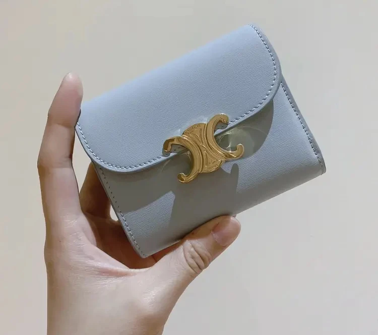 95新 Celine/思琳 蓝色牛皮凯旋门卡包 97733377