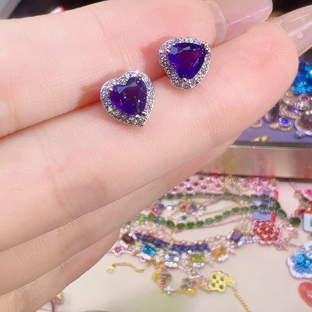 紫晶耳饰未镶嵌耳钉