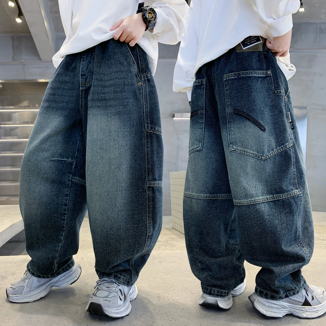 男童秋装裤子2025新款春秋款儿童装中大童长裤秋季男孩炸街牛仔裤