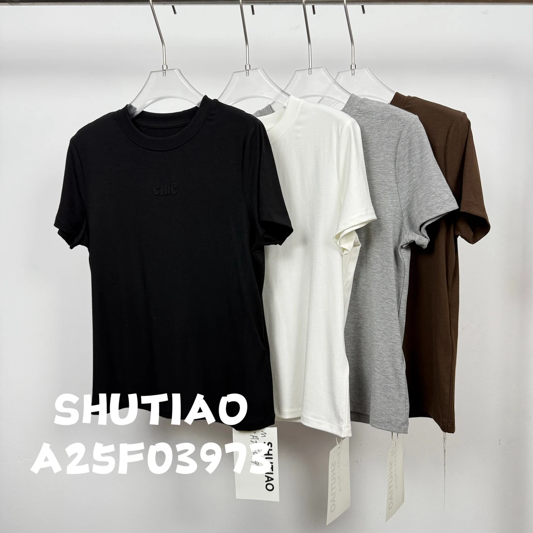 【SHUTIAO】2025夏季：新款小众设计款T恤A25F03973