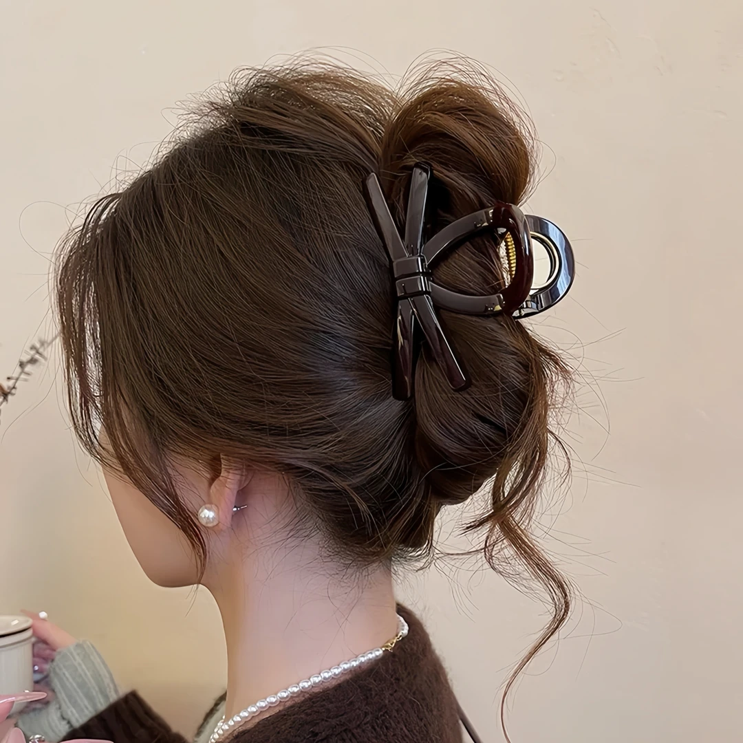 法式极简风抓夹2025新款蝴蝶结盘发夹高级感鲨鱼夹子气质时尚头饰