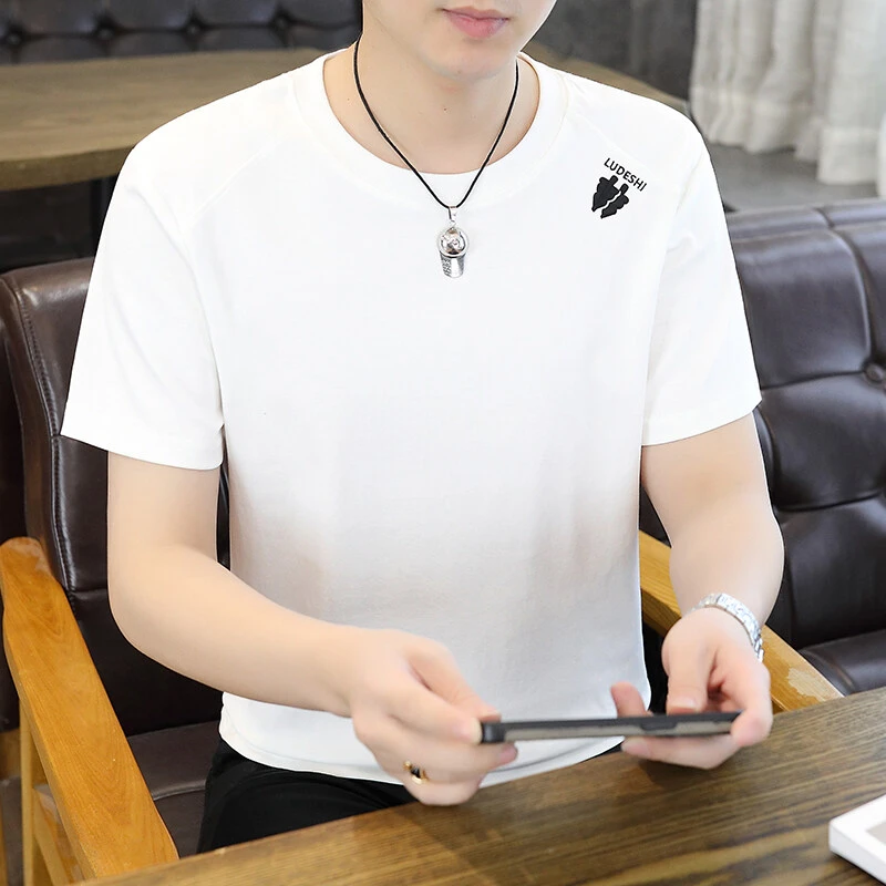 【高品质】夏季宽松男短袖T恤圆领潮流男士休闲百搭简约58909 A
