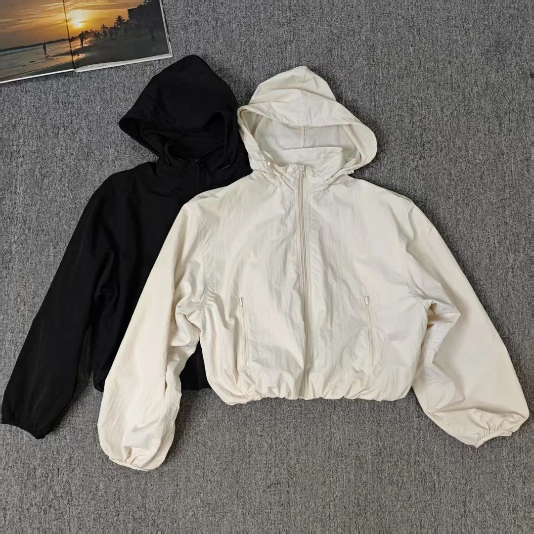 13278余小鱼【早春开场白】两色连帽拉链口袋长袖冲锋衣外套女装