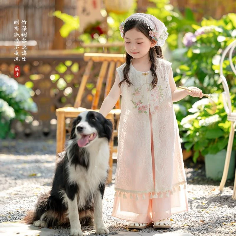 女童中式汉服套装2025古风新款儿童超仙网红国风公主中国日常唐装
