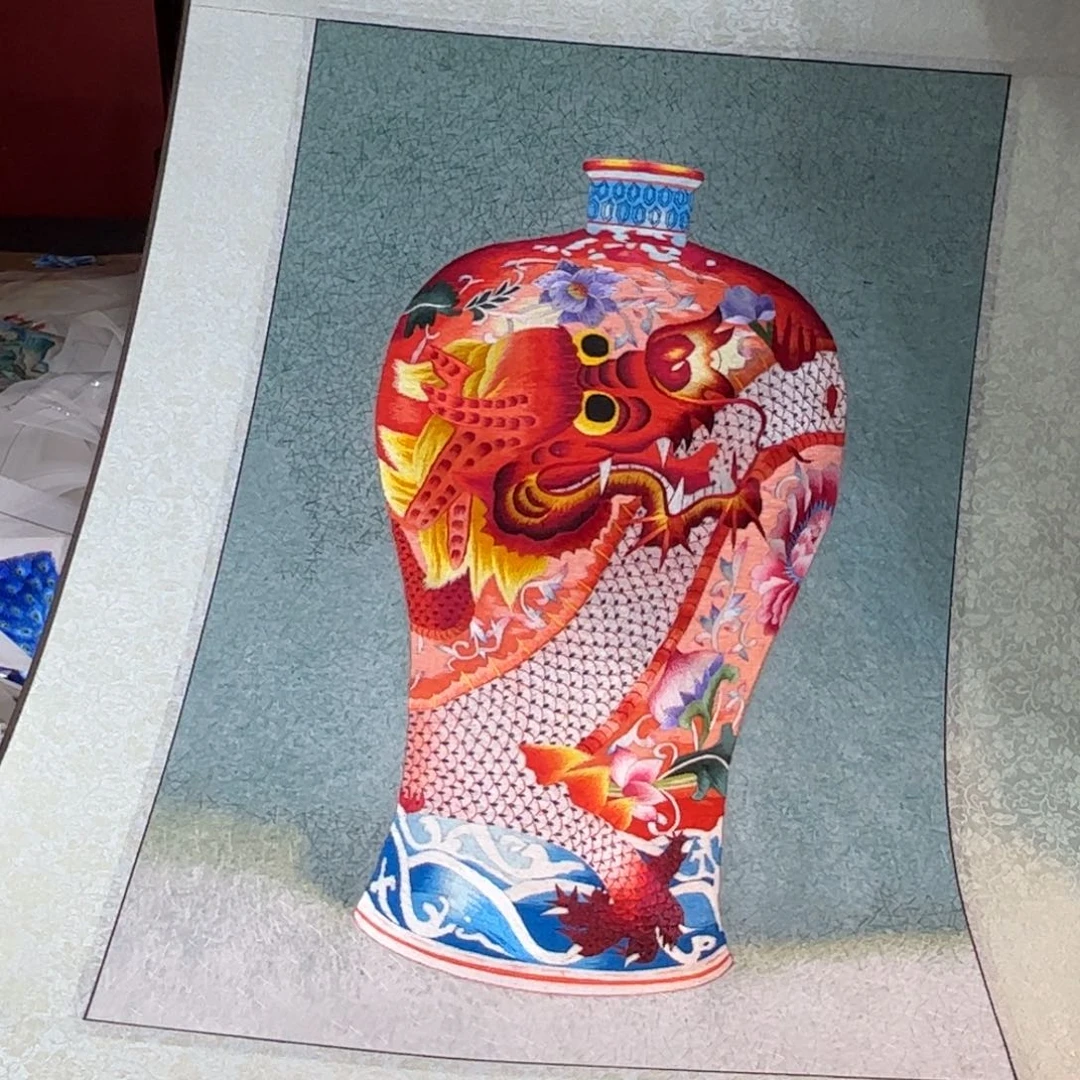 明***明织绣纯手工制作方法将材料