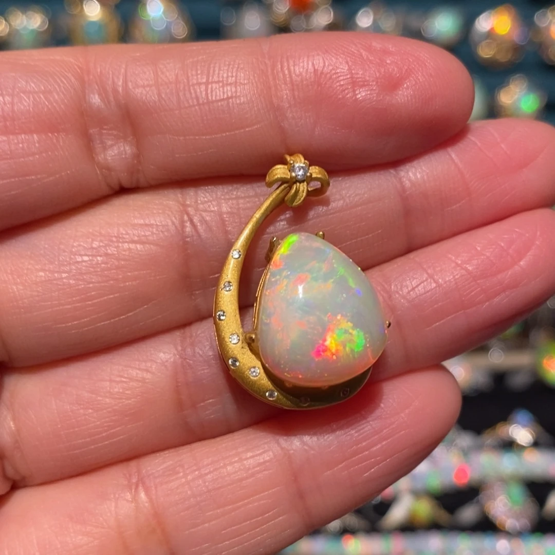 欧泊银S925镶嵌吊坠