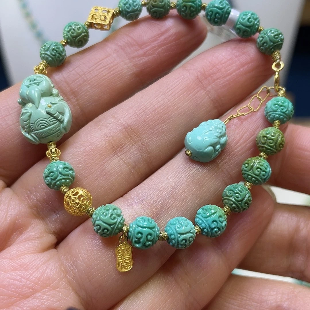 绿松石18K金镶嵌手链