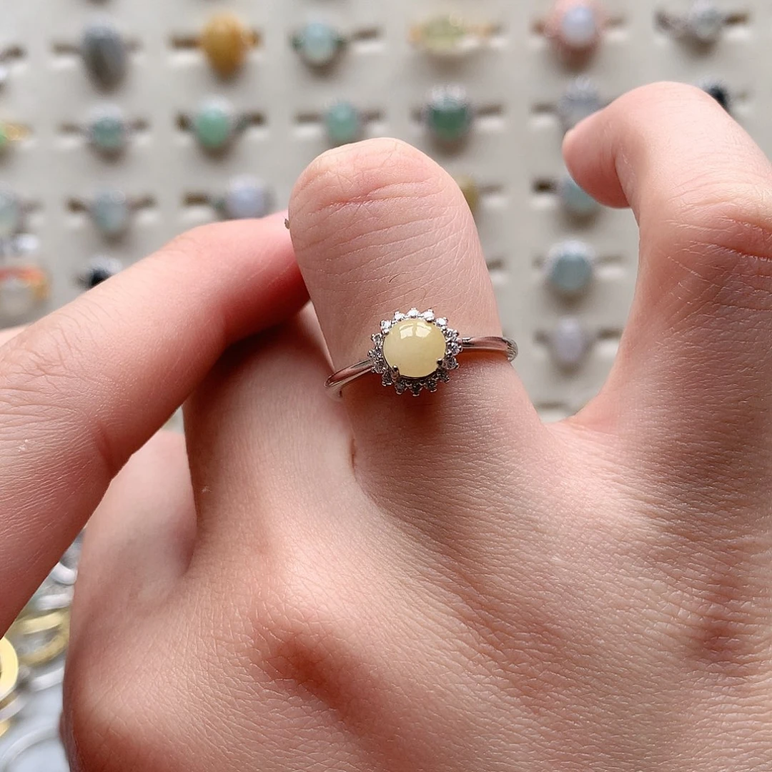 翡翠戒指银S925镶嵌0117