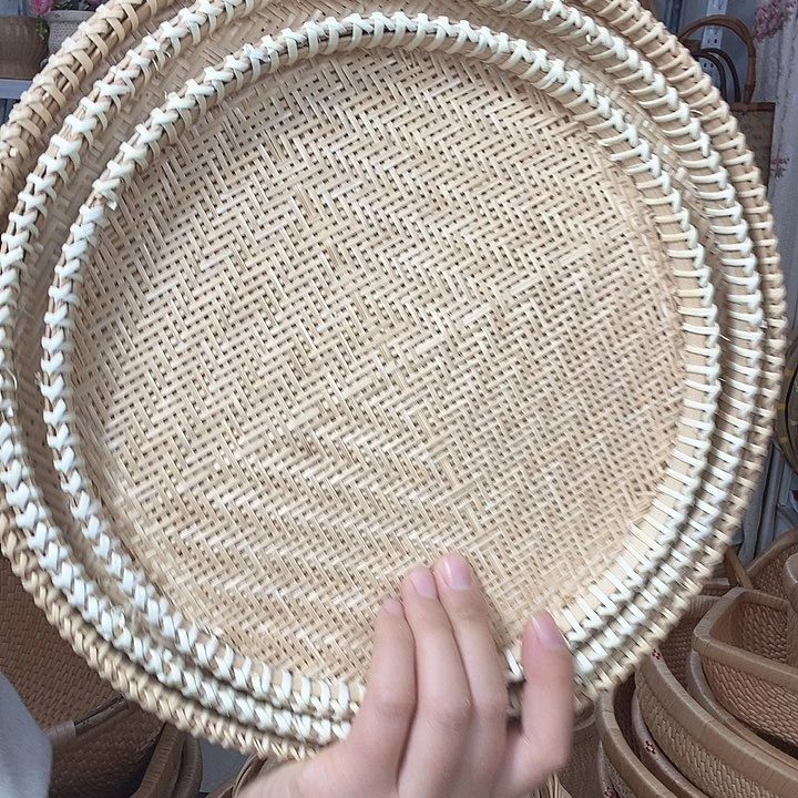 紫***韵木竹编浅盘23.26.29