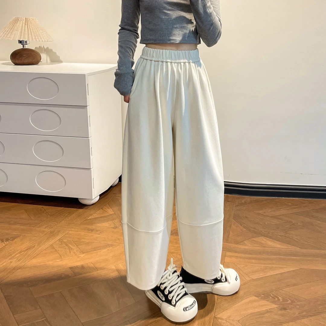 白色阔腿牛仔裤女2025新款春秋天丝九分弯刀气球裤子宽松bf慵懒风