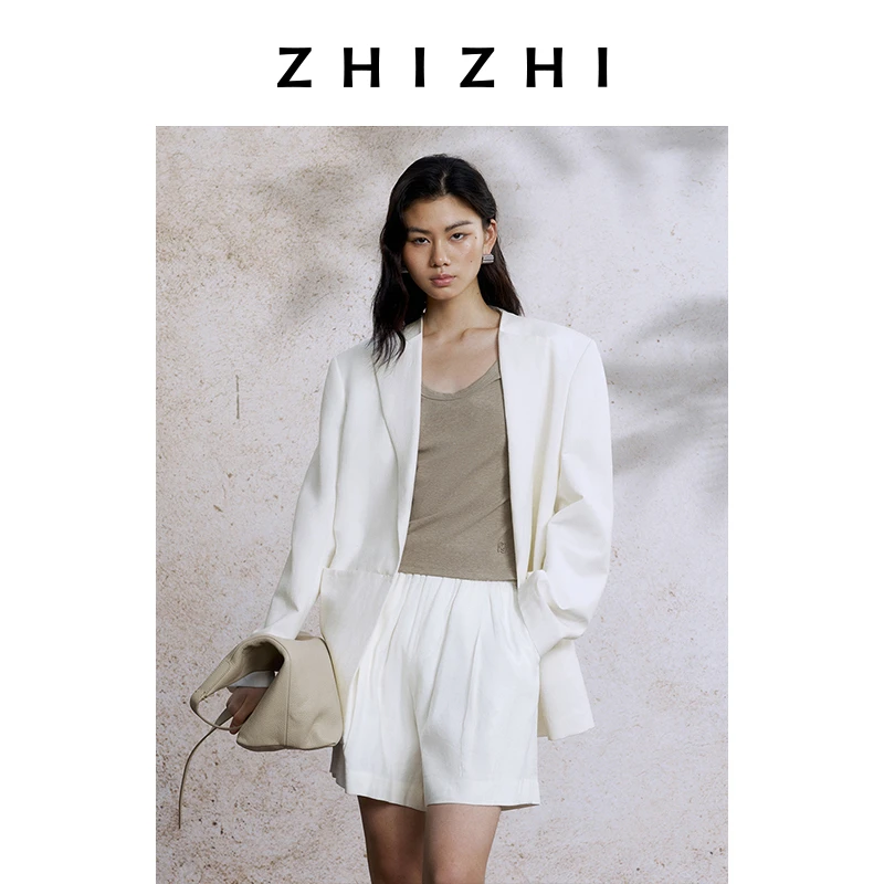 致知 垂杨 亚麻西装外套女2025夏季新款休闲通勤穿搭ZZ2ESWX3035