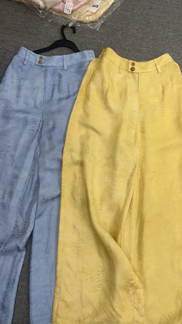 南油朱朱提花直筒裤子735