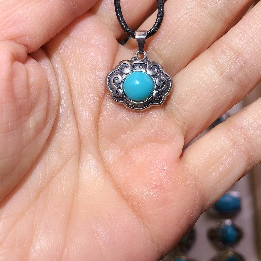 绿松石银S925镶嵌颈饰