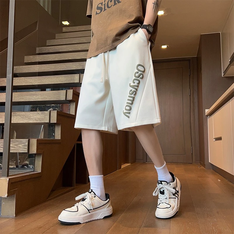 美式短裤男夏季新款宽松休闲直筒五分中裤青少年运动百搭男士裤子