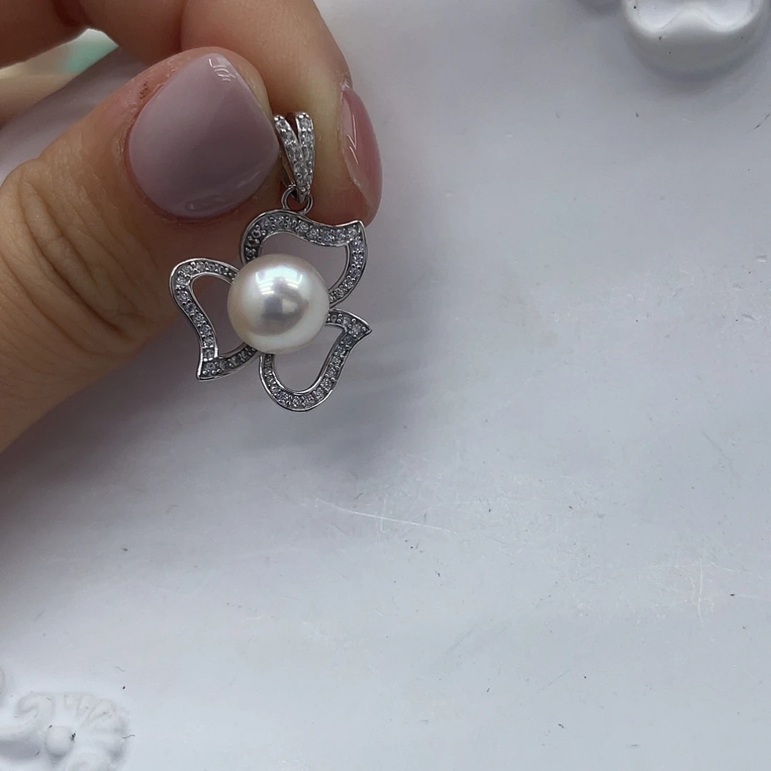 吊坠(不含链)银S925镶嵌海水珍珠