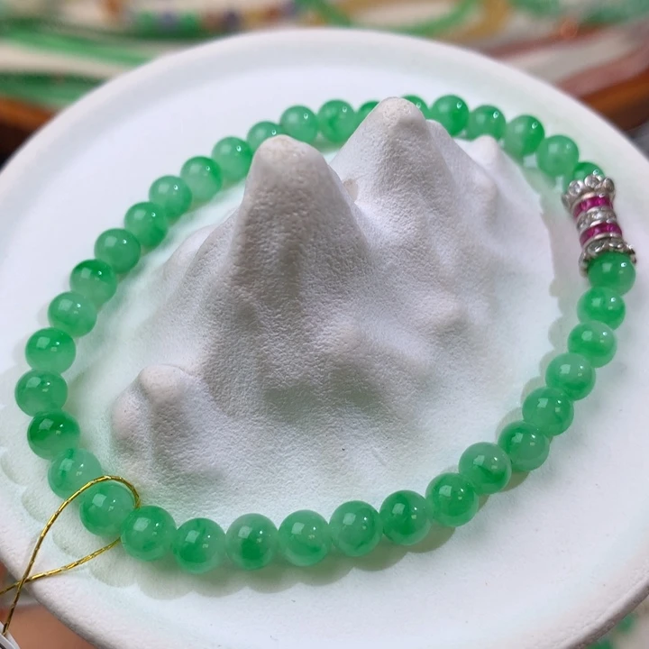 散珠翡翠冰润胶甜阳绿色花 卡5