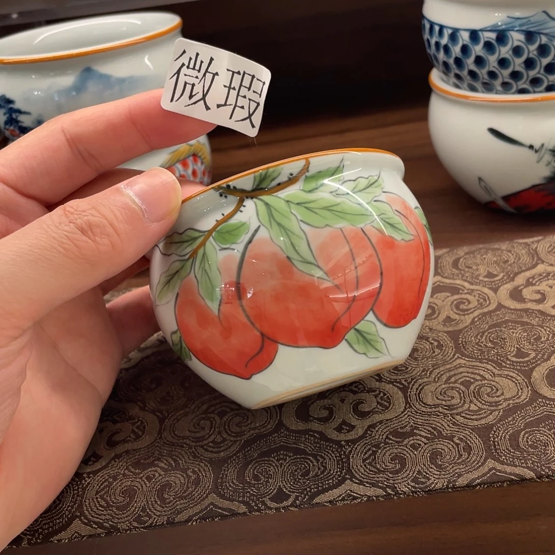 釉下手绘茶具微瑕