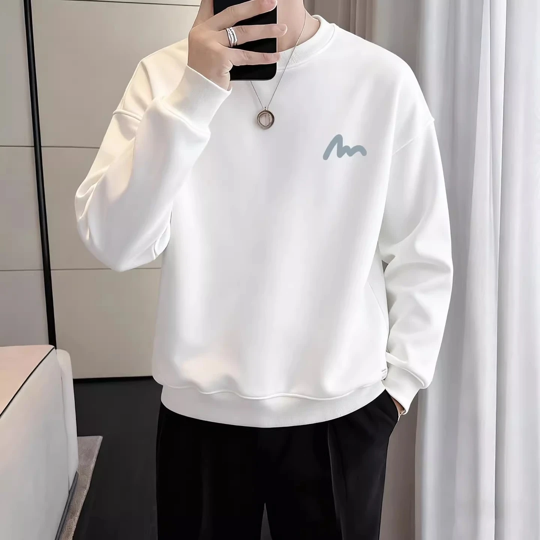 仓石一树潮牌高级感黑色圆领卫衣男士2025秋冬季新款轻奢痞帅男装