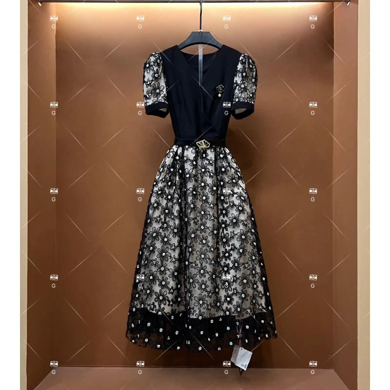 春夏丨设计师轻奢法式印花女士连衣裙 CX-0037