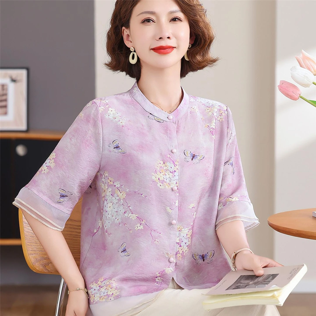 恒源祥彩羊妈妈夏装套装2025新款洋气中老年女装两件套夏季时尚显