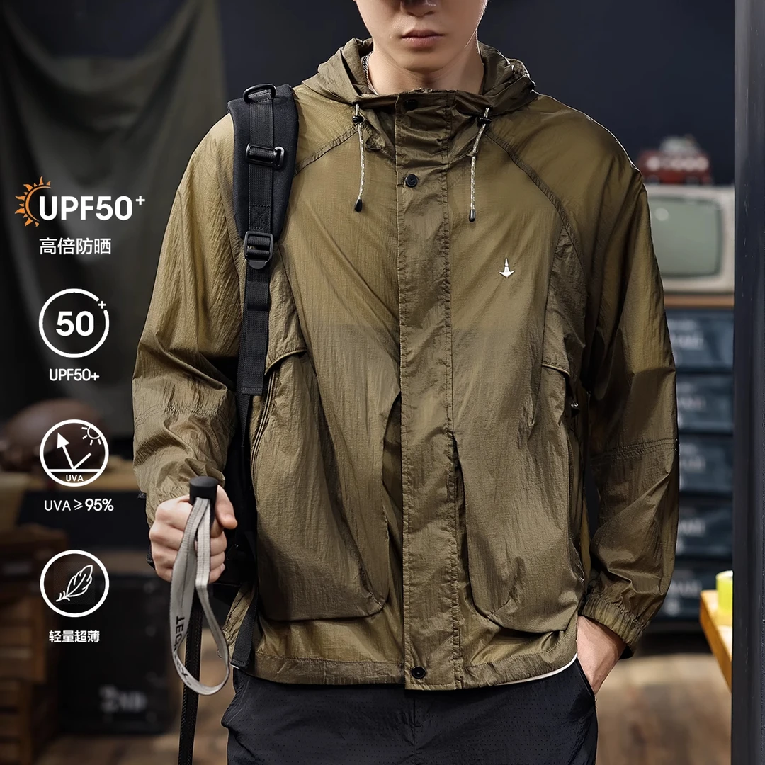 新款美式户外工装冰丝轻薄防晒衣男士2025夏季UPF50+防紫外线外套