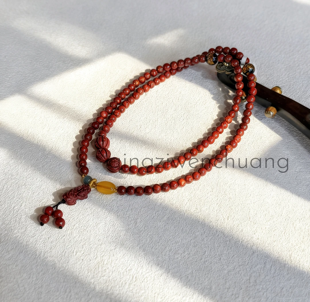 含辰砂工艺品DZ 1108-0.6朱砂毛衣链带貔貅高级朱砂（无礼盒）