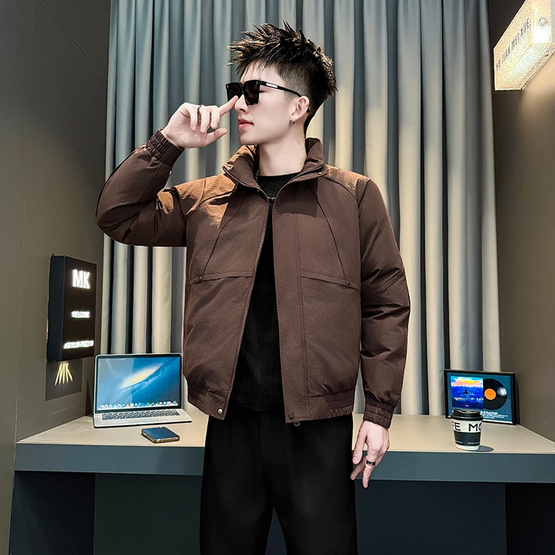 男士冬季外套潮牌痞帅解构棉衣外套2025新款拼接立领冬装短款棉袄