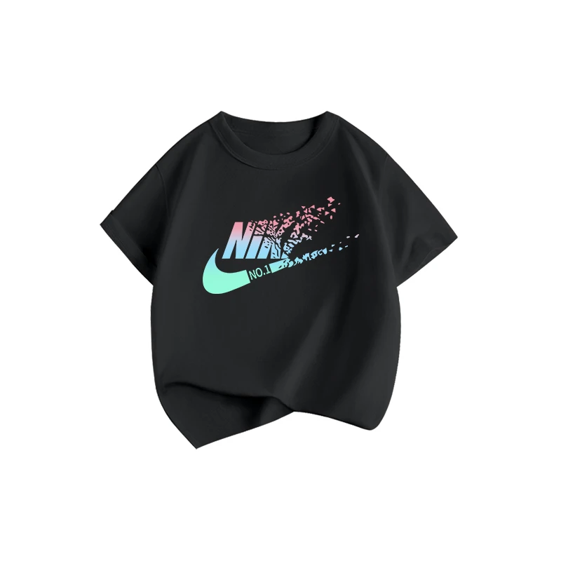 女童夏季短袖男宽松圆领童装T恤套装透气亲子装儿童运动男童纯棉