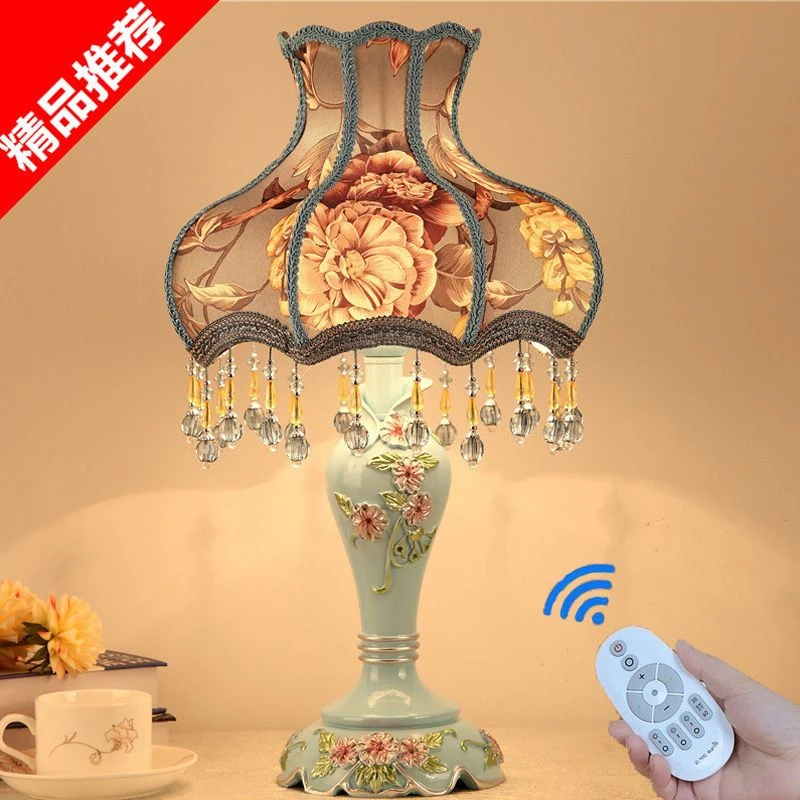 欧式台灯卧室床头灯 创意现代简约遥控台灯结婚灯婚房装饰台灯