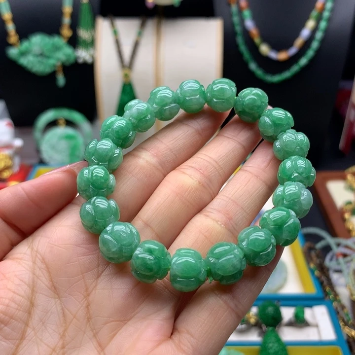 翡翠未镶嵌手链翡翠莲花手串