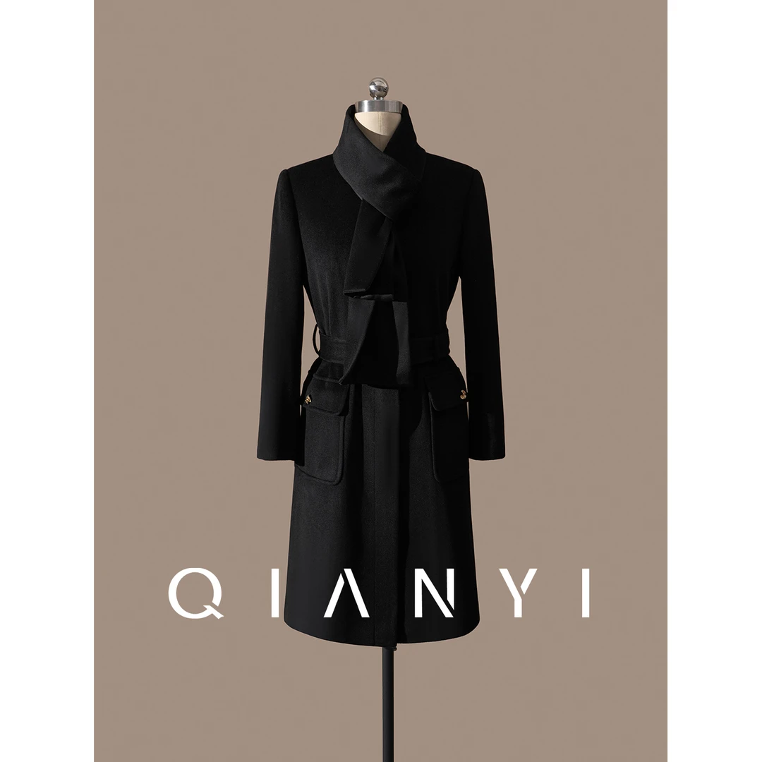 纤屹重磅短顺绵羊毛时尚套装气质半风衣上衣休闲直筒裤女装