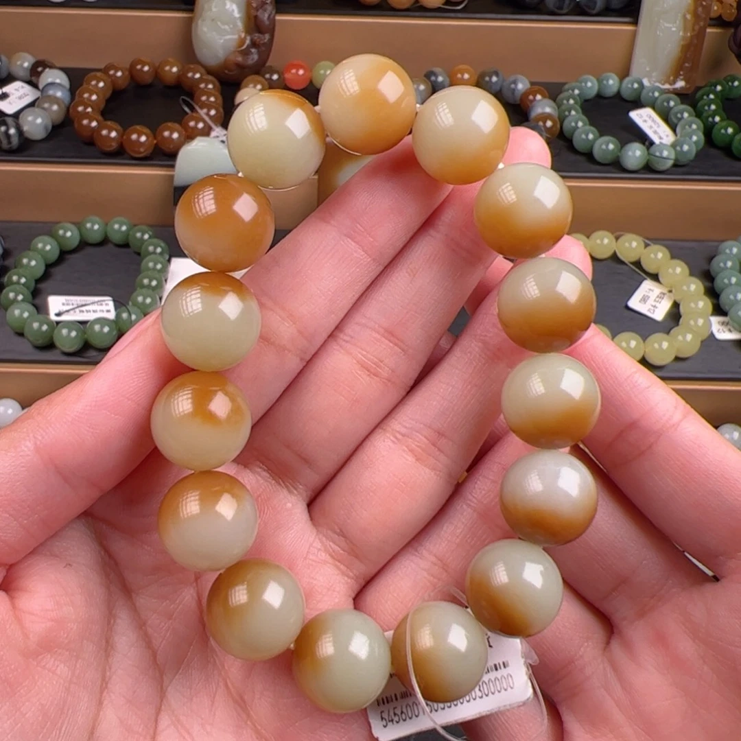 和田玉未镶嵌手链新疆且末金山糖白精品卡14