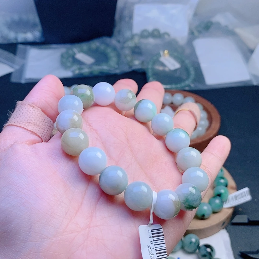翡翠未镶嵌手链89珠串13+
