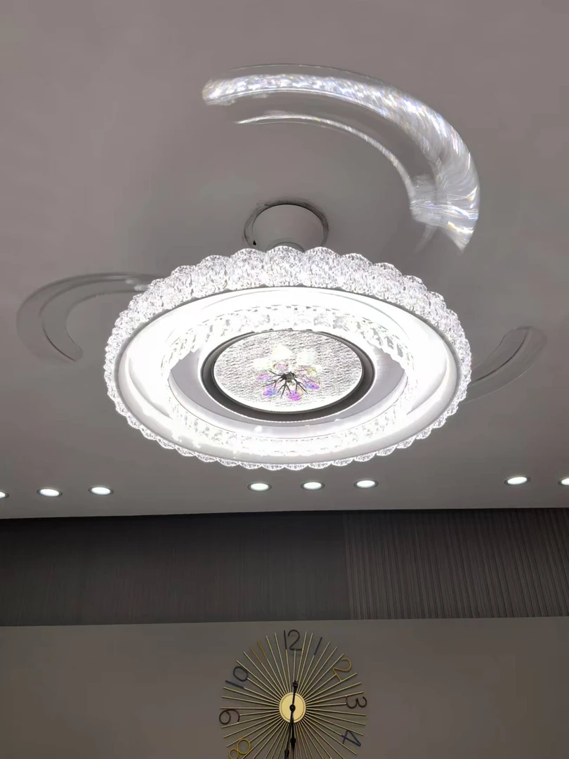 7085【80公分】隐形风扇灯LED高亮灯具智能语音圆形家用轻奢房间