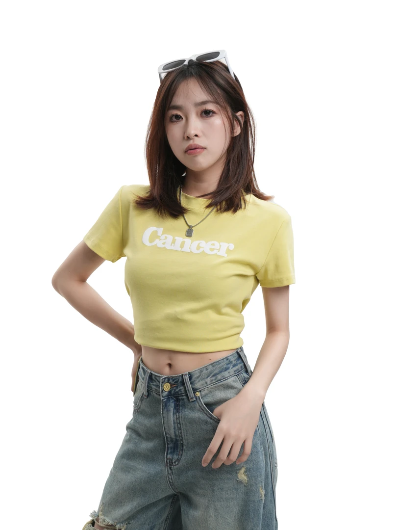 JIANGZHUO 【彩虹脉冲】春夏韩版短款修身ins字母T恤