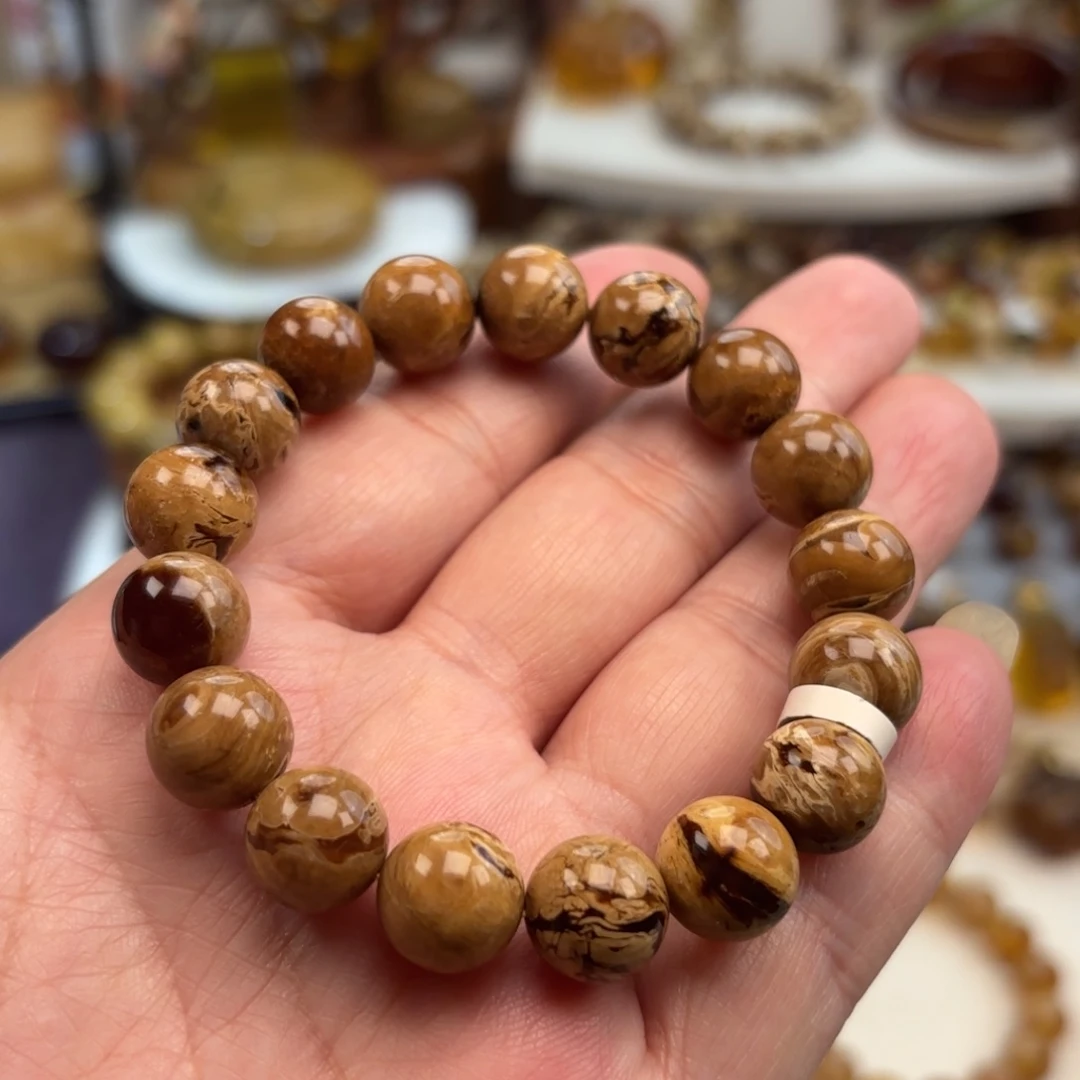 琥珀未镶嵌手链根珀妖花卡11