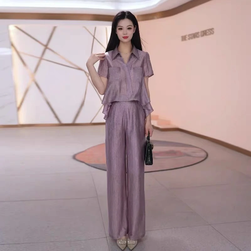 （赠送运费险）套装上衣阔腿裤气质时尚休闲夏季短袖2181