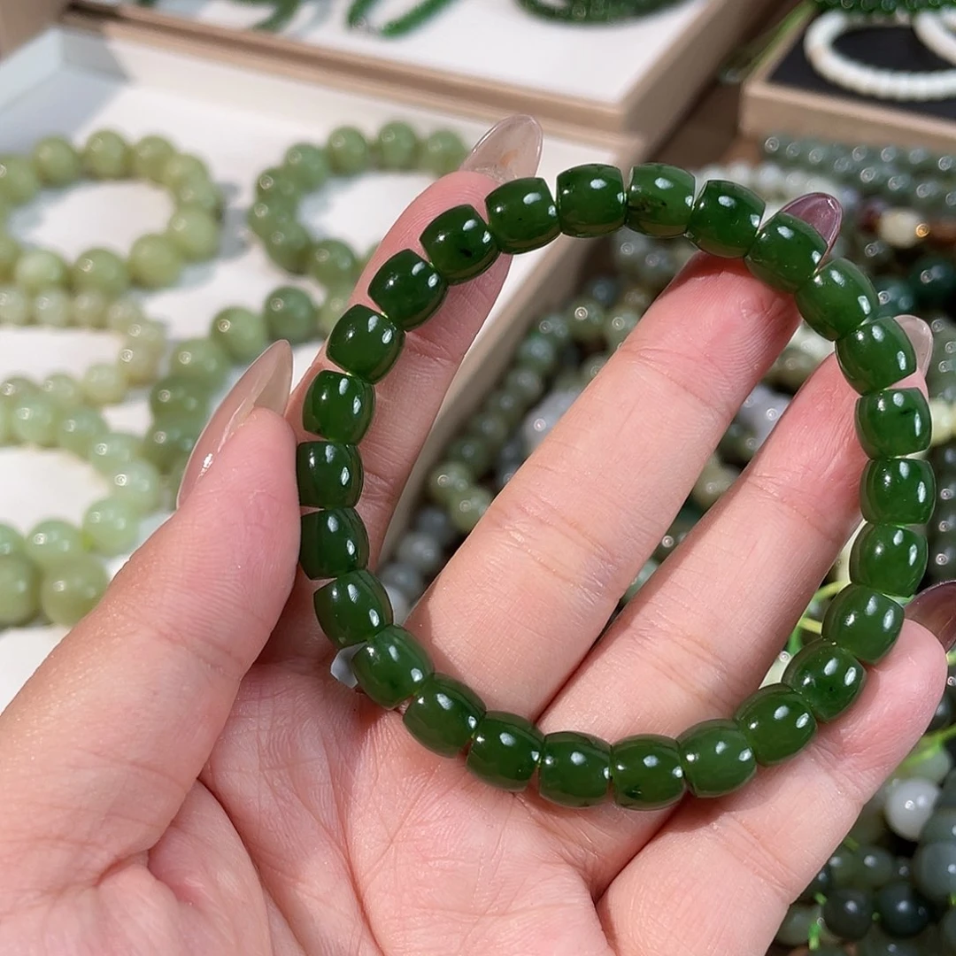 和田玉（碧玉）手链未镶嵌俄 7 红皮老料 8.1