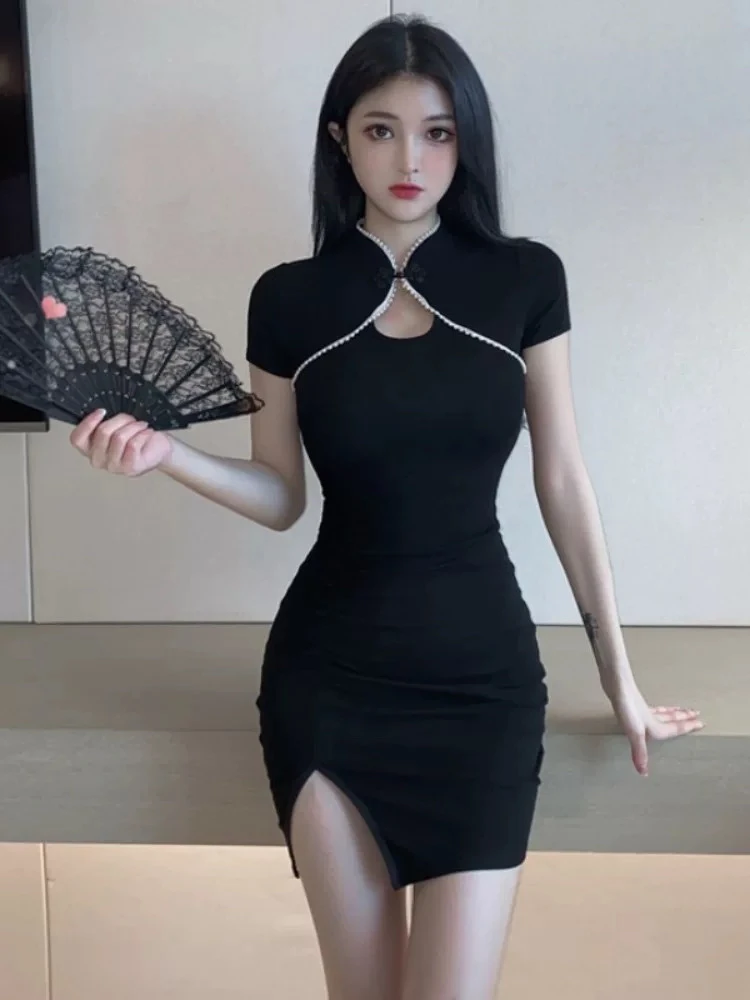 依依家大码女装3566改良旗袍连衣裙显瘦修身女人味十足气质性感