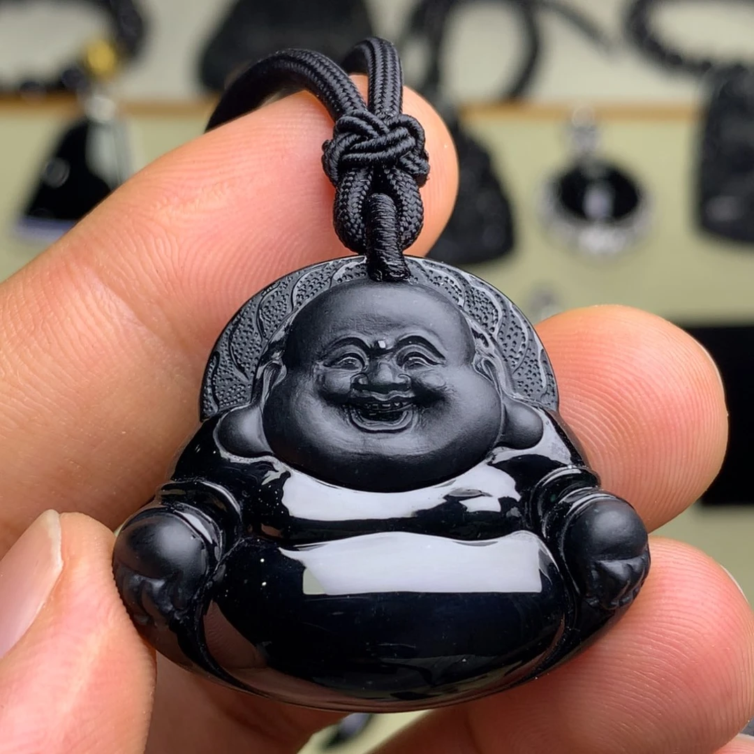 翡翠未镶嵌颈饰墨翠佛公