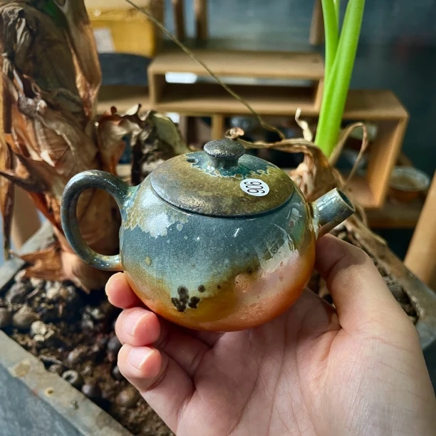 906号全手工中白泥柴烧茶壶家用复古陶瓷壶120-130ML