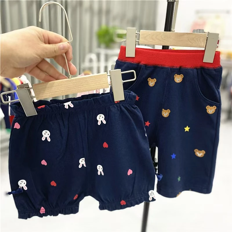童装夏款刺绣熊兔短裤