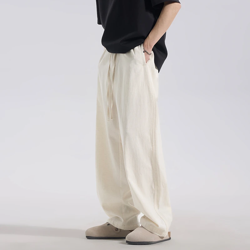 夏季莱赛尔设计感百搭阔腿休闲裤男女款简约宽松潮流时尚长裤5602
