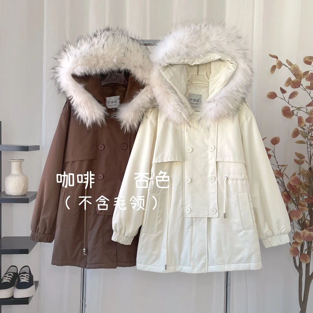 W00126韩版加绒加厚保暖工装派克服（不含毛领）
