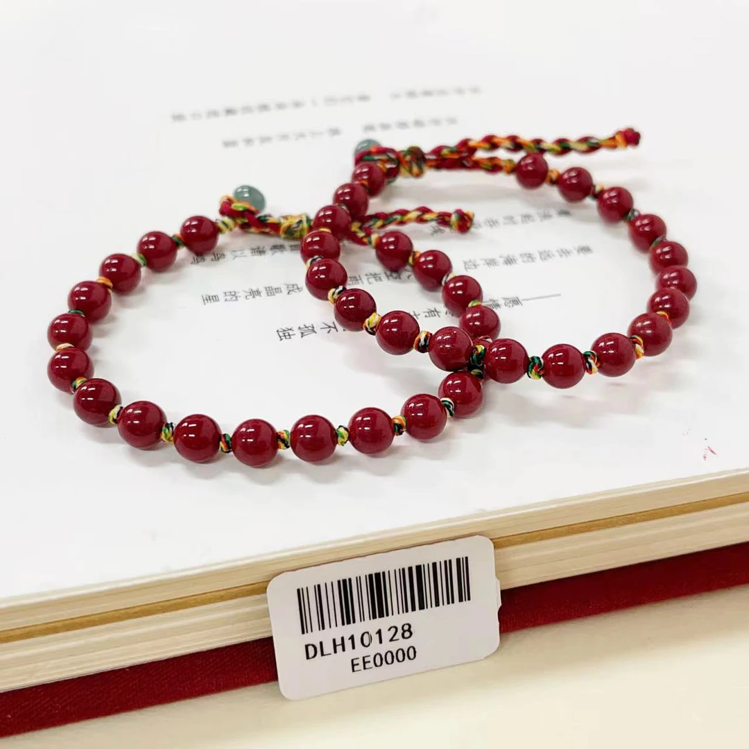 含辰砂工艺品k49 k59精致5mm朱砂精编绳手链高定朱砂亲子手串