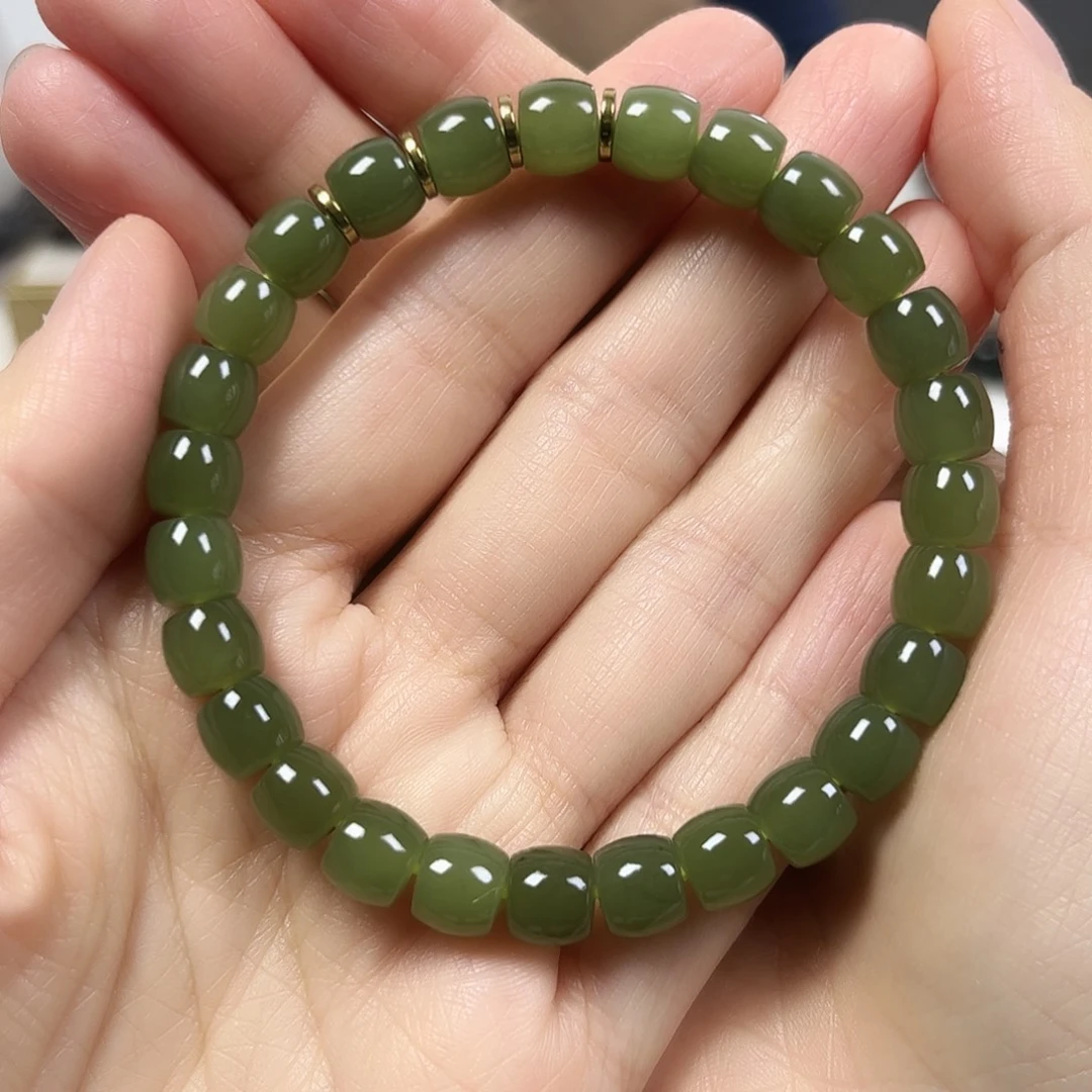 和田玉未镶嵌手串卡7.8直切货头