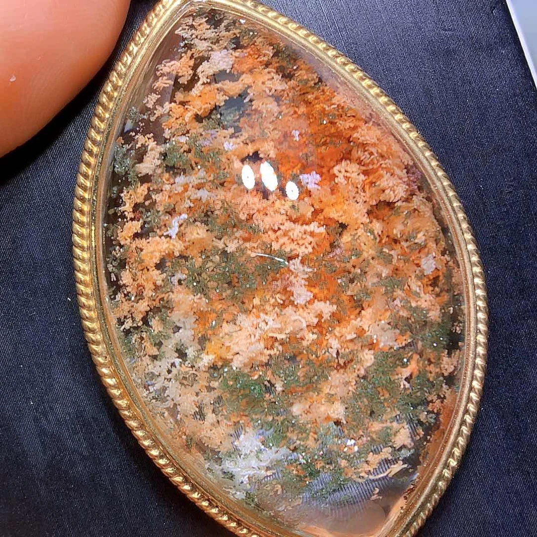 水晶吊坠银S925镀金镶嵌天然水晶